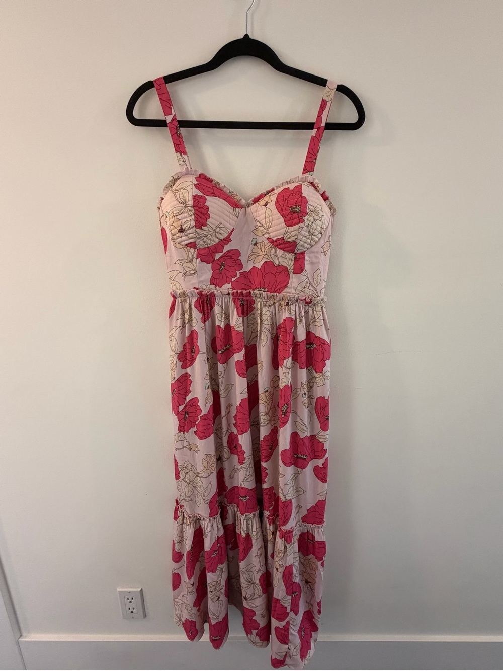 Pink Floral Sweetheart Maxi Dress with Padded Bust